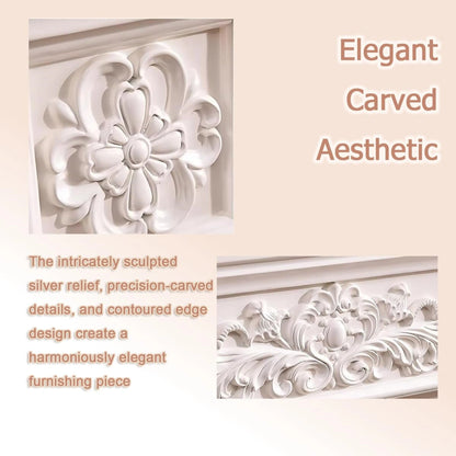 Aihm-Lon White Decorative Electric Fireplace Heater with Carved Wood Design 71"