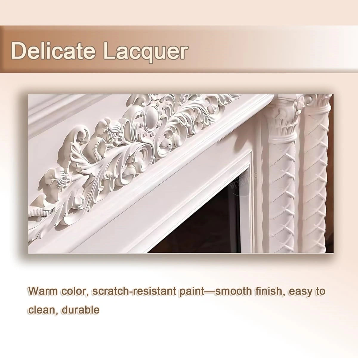 Aihm-Lon White Decorative Electric Fireplace Heater with Carved Wood Design 71"