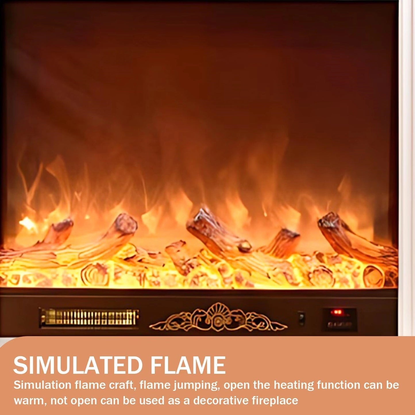Aihm-Lon Electric Fireplace Heater with Modern Flower Carving 86.61IN"