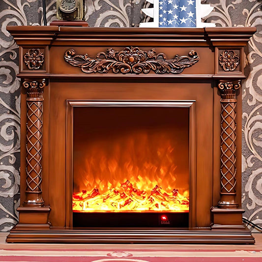 Aihm-Lon Brown Electric Fireplace with Decorative Flame 47.24"