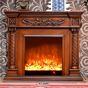 Aihm-Lon Brown Electric Fireplace with Decorative Flame 47.24"