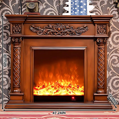 Aihm-Lon Brown Electric Fireplace with Decorative Flame 47.24"