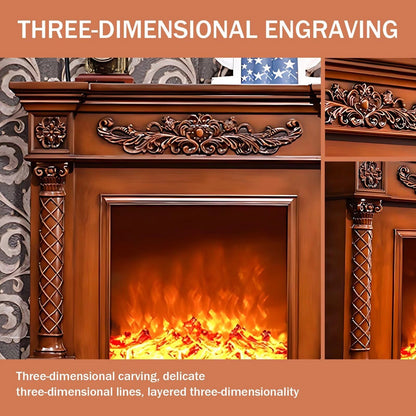 Aihm-Lon Brown Electric Fireplace with Decorative Flame 47.24"