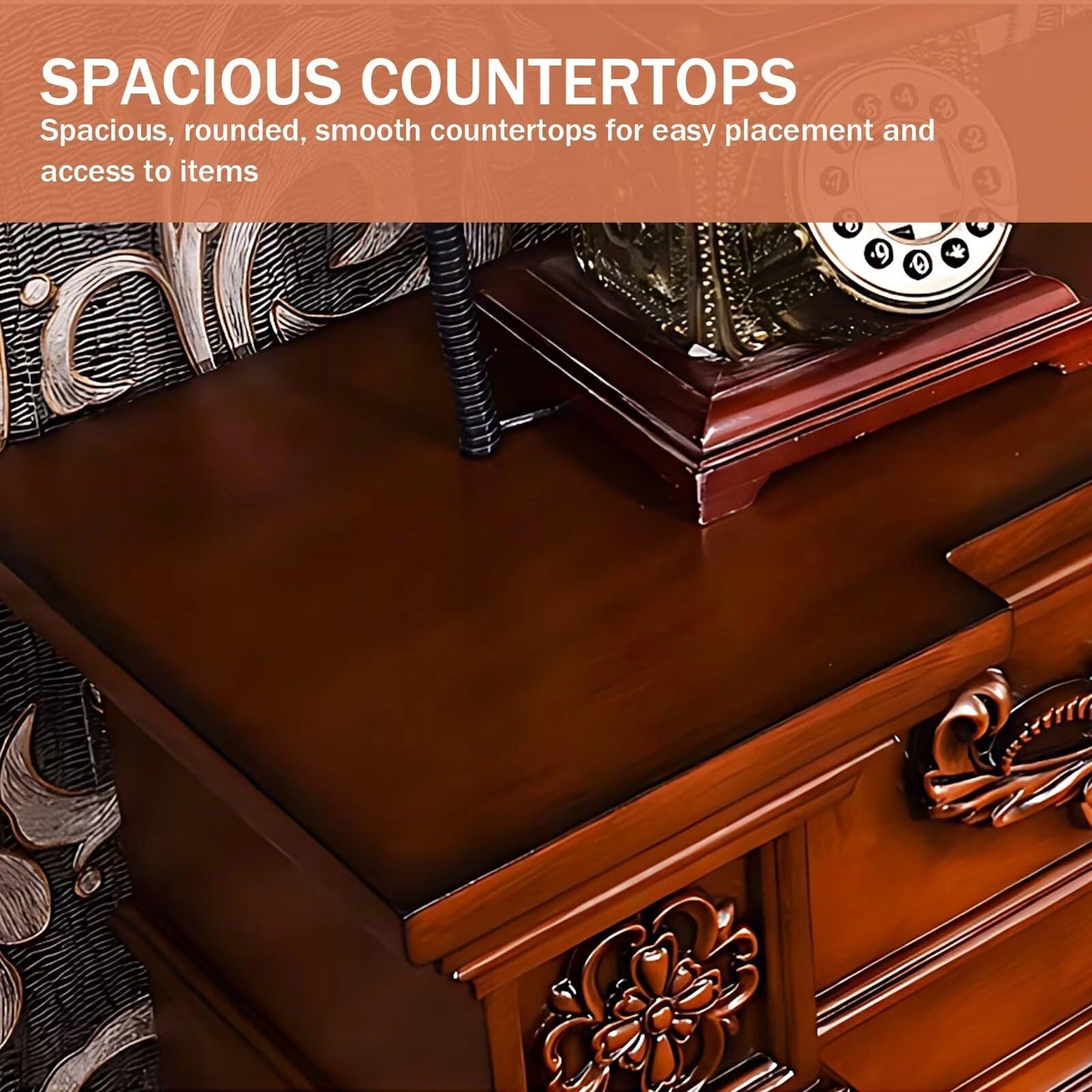 Aihm-Lon Brown Electric Fireplace with Decorative Flame 47.24"