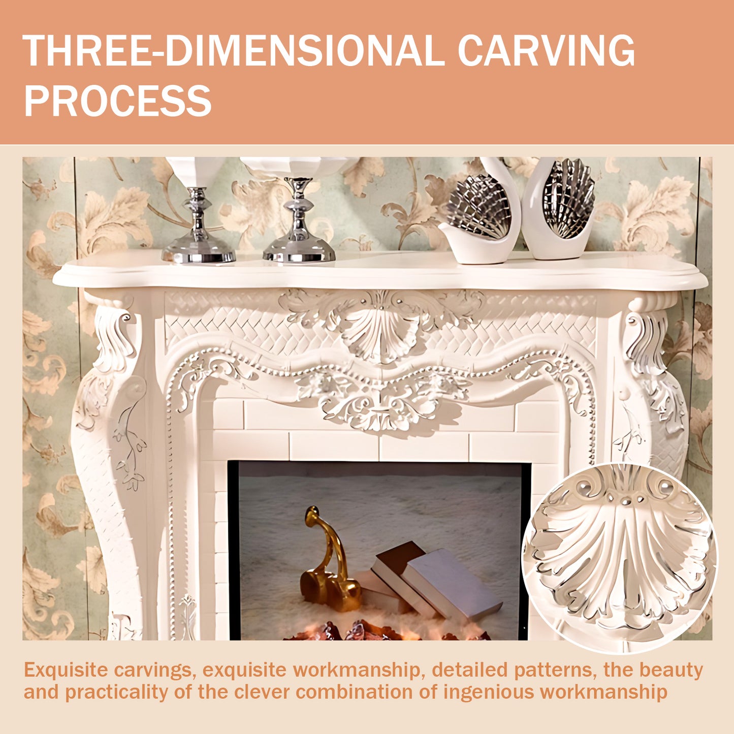 Aihm-Lon Electric Fireplace Luxury Cabinet with Simulated Flam 47.24"