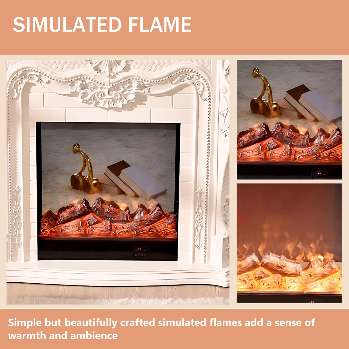 Aihm-Lon Electric Fireplace Luxury Cabinet with Simulated Flam 47.24"