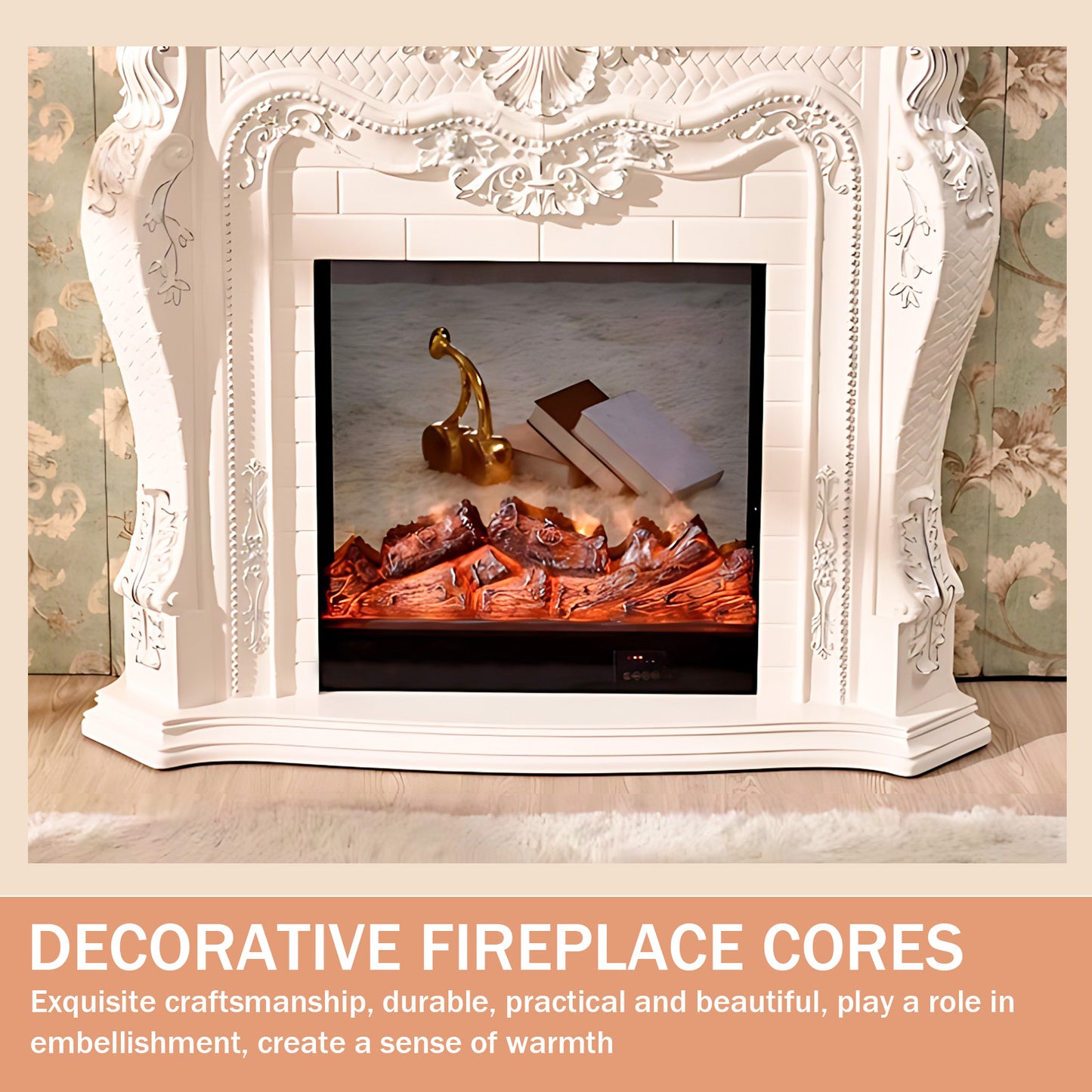 Aihm-Lon Electric Fireplace Luxury Cabinet with Simulated Flam 47.24"