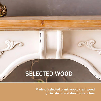 Aihm-Lon White Decorative Fireplace with Intricate Carved and Striped Designs 47.24"