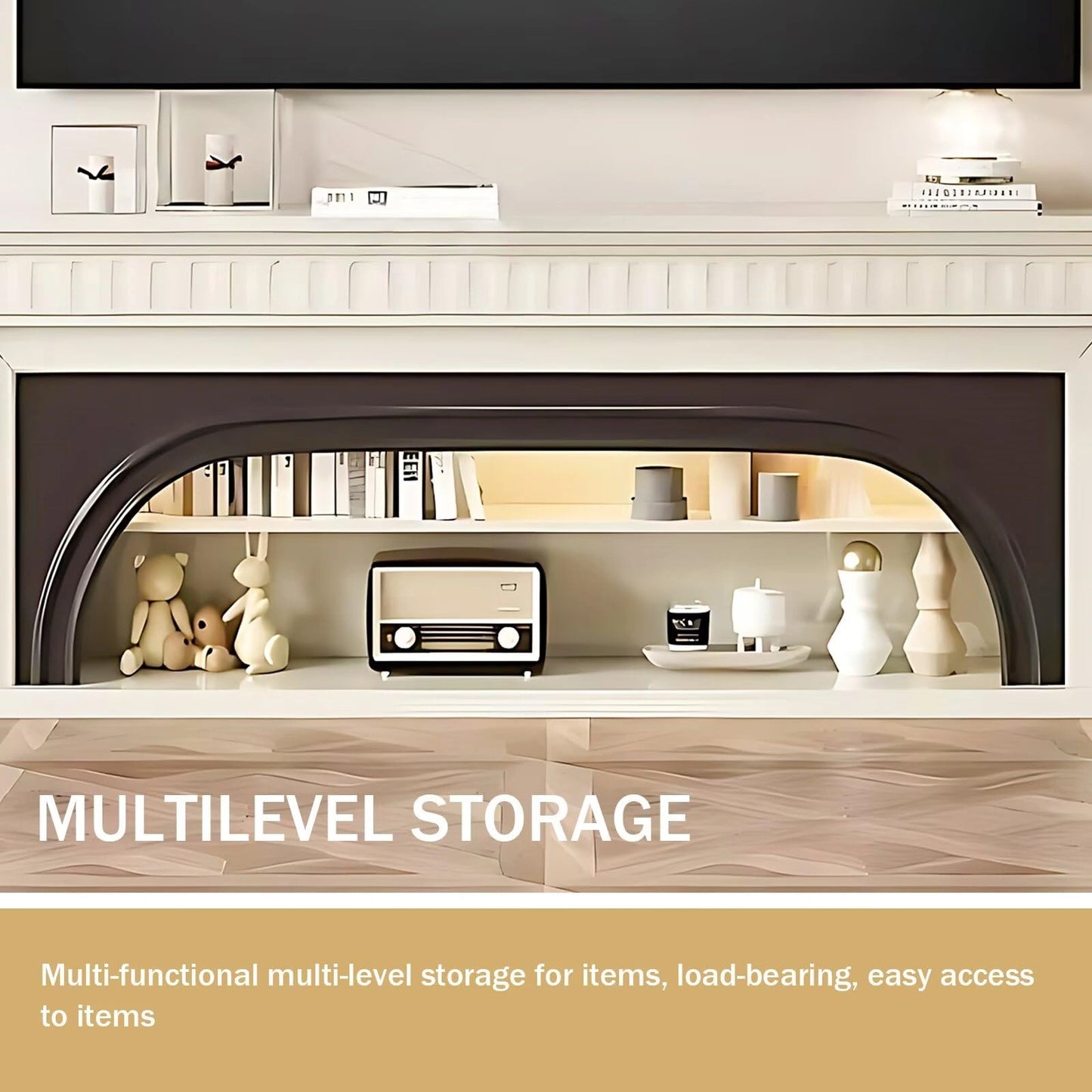 Aihm-Lon Decorative Electric Fireplace with Arched Door and Shelves 59"-79"