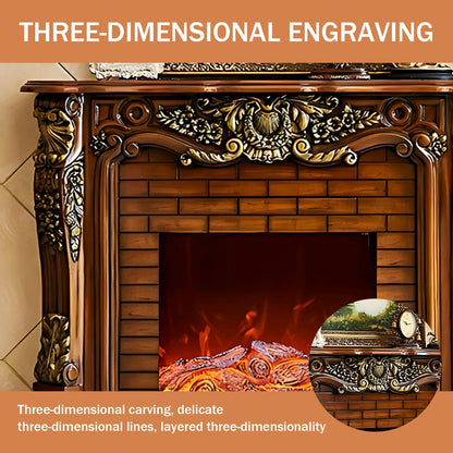 Aihm-Lon Electric Fireplace Heater with Retro Brick and Side Carving Design 59.05"