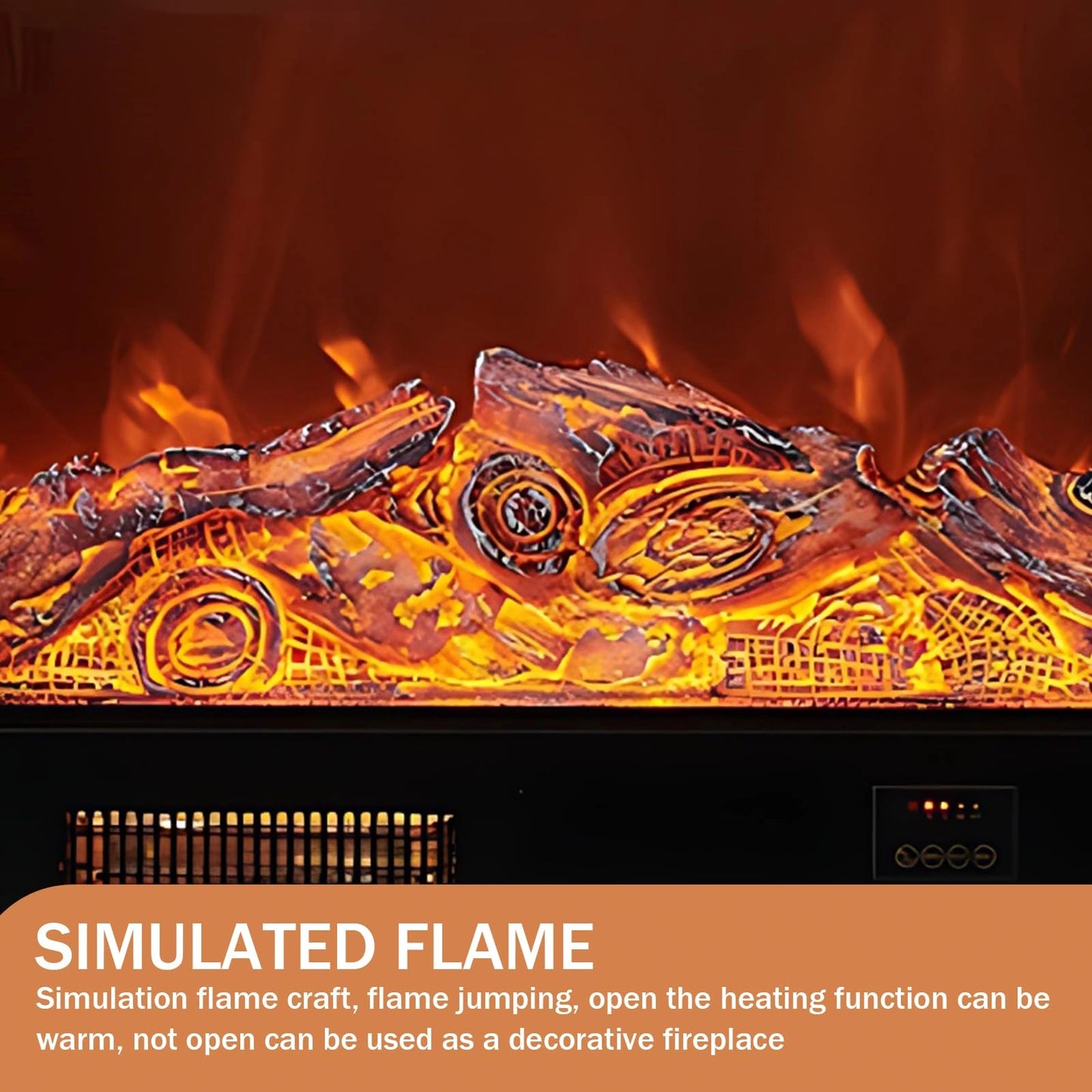 Aihm-Lon Electric Fireplace Heater with Retro Brick and Side Carving Design 59.05"