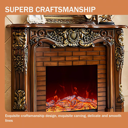 Aihm-Lon Electric Fireplace Heater with Retro Brick and Side Carving Design 59.05"