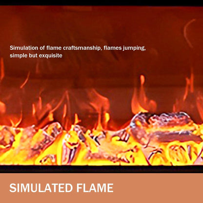 Aihm-Lon White Electric Fireplace with Decorative Flame Brown Line Design 71"-79”