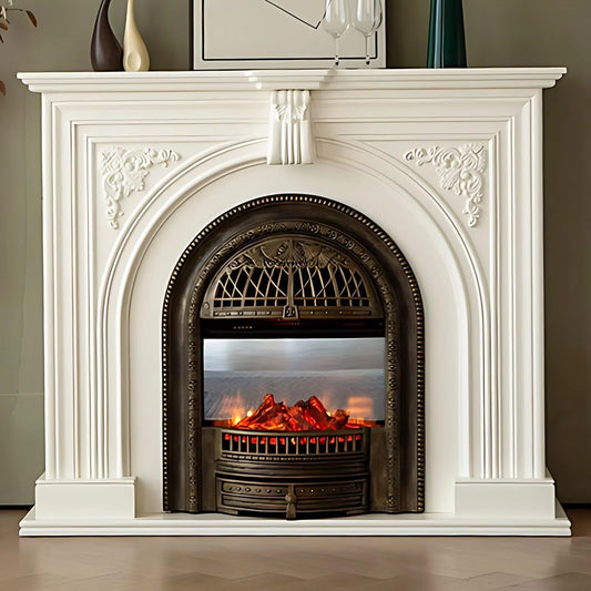 Aihm-Lon Electric Fireplace Heater with White Frame Realistic Flame 43.31"-59.05"
