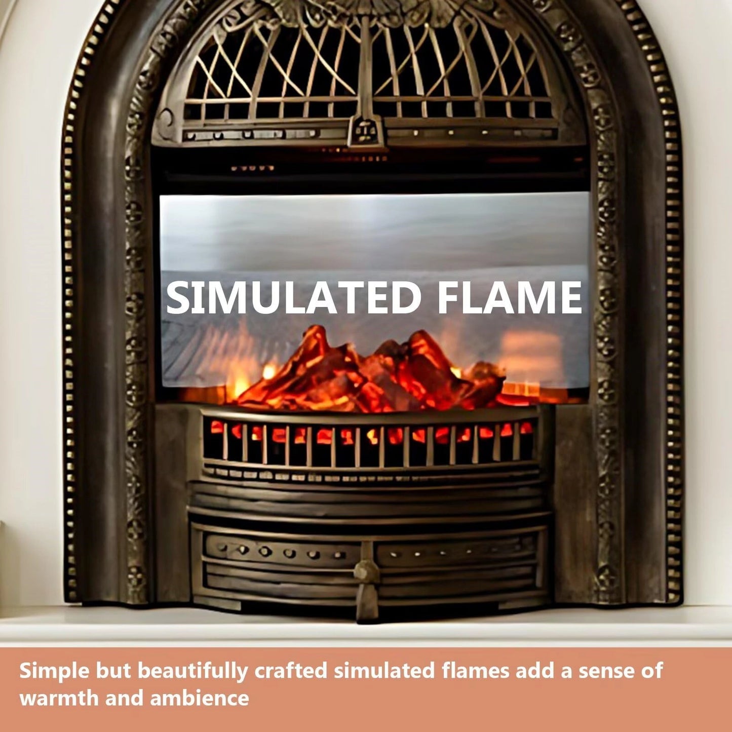 Aihm-Lon Electric Fireplace Heater with White Frame Realistic Flame 43.31"-59.05"