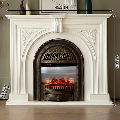 Aihm-Lon Electric Fireplace Heater with White Frame Realistic Flame 43.31"-59.05"