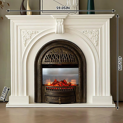Aihm-Lon Electric Fireplace Heater with White Frame Realistic Flame 43.31"-59.05"