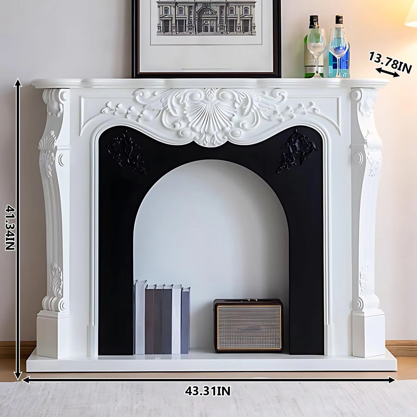 Aihm-Lon Decorative Electric Fireplace with Ample Storage Space and Black Border 43"-59"