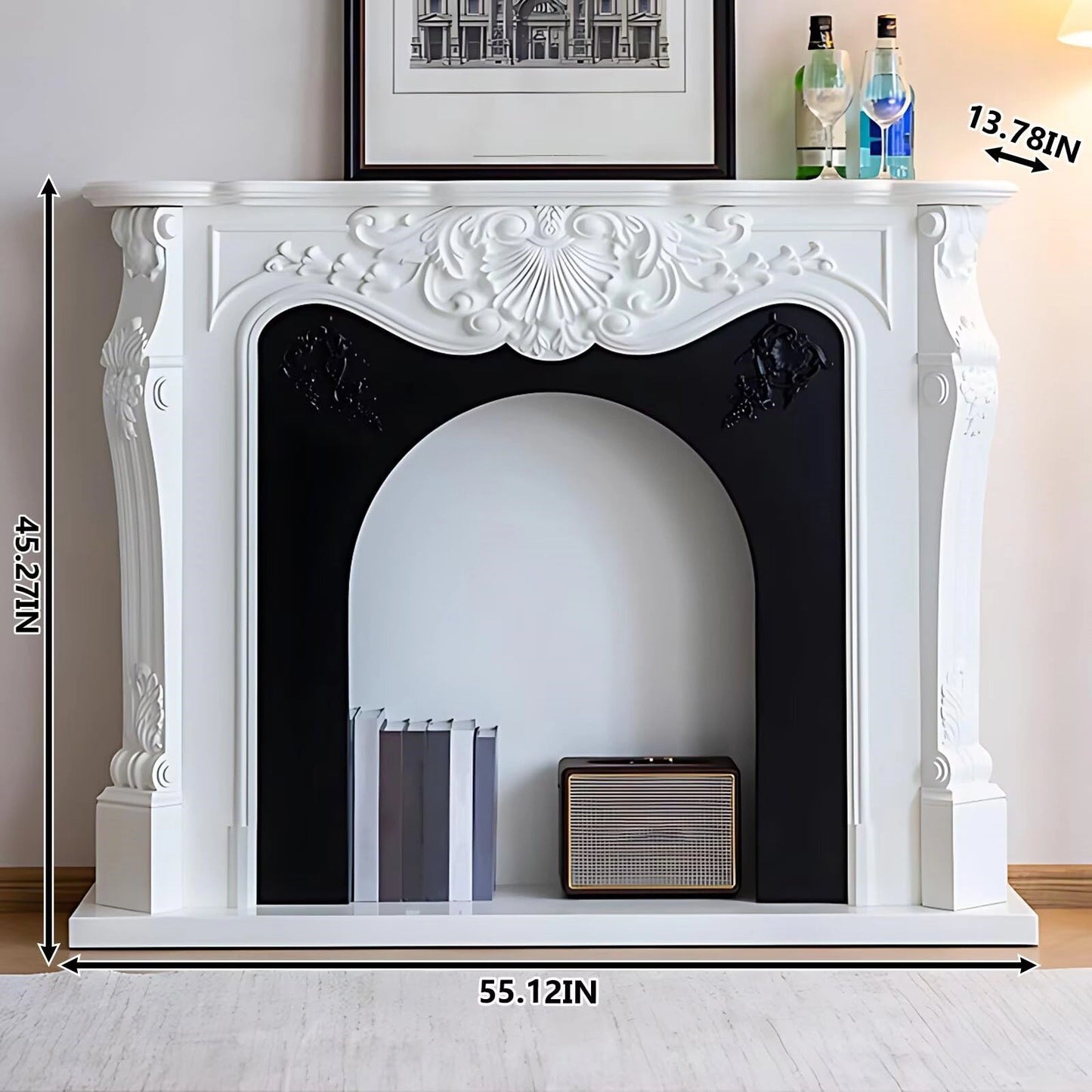 Aihm-Lon Decorative Electric Fireplace with Ample Storage Space and Black Border 43"-59"