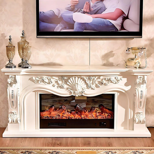 Aihm-Lon Electric Fireplace Heater with Carved Design for Living Room 62.99"