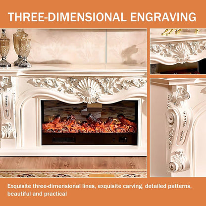 Aihm-Lon Electric Fireplace Heater with Carved Design for Living Room 62.99"