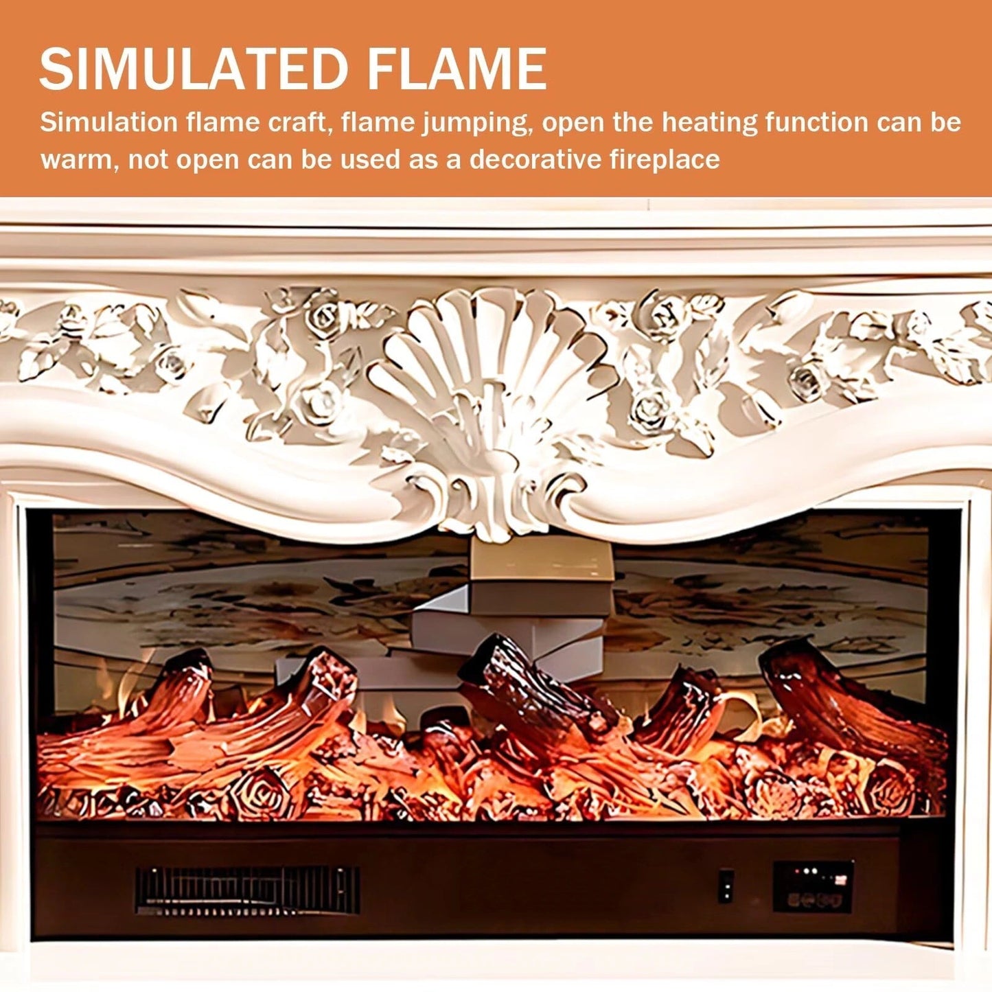 Aihm-Lon Electric Fireplace Heater with Carved Design for Living Room 62.99"