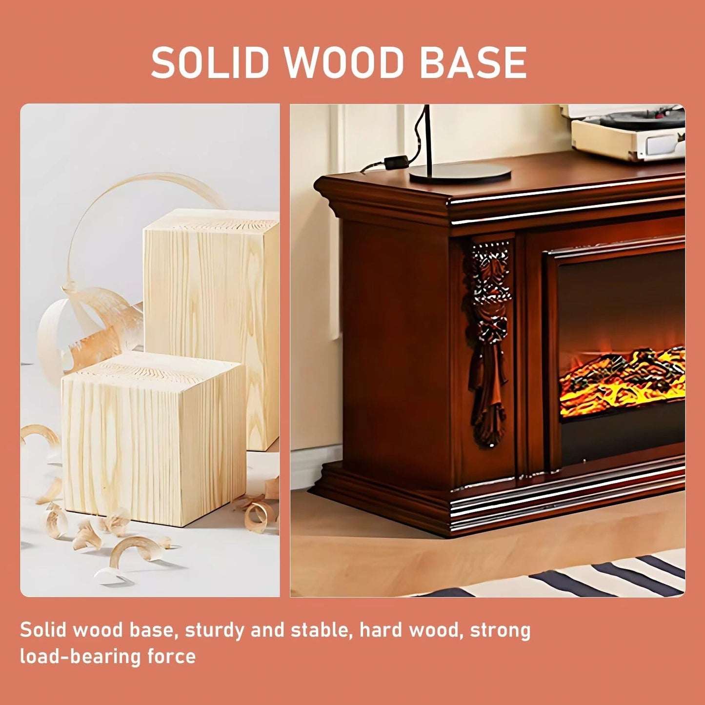 Aihm-Lon Brown Electric Fireplace Heater with Beautiful Inserts for Living Room 59.05“