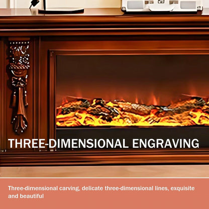 Aihm-Lon Brown Electric Fireplace Heater with Beautiful Inserts for Living Room 59.05“