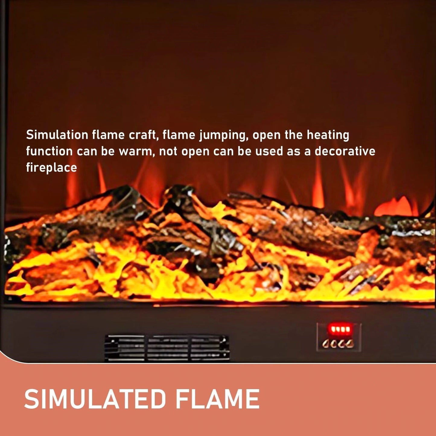 Aihm-Lon Brown Electric Fireplace Heater with Beautiful Inserts for Living Room 59.05“