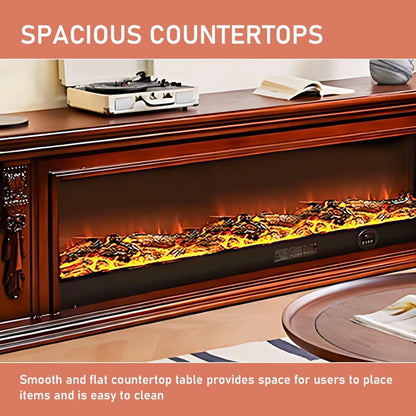 Aihm-Lon Brown Electric Fireplace Heater with Beautiful Inserts for Living Room 59.05“