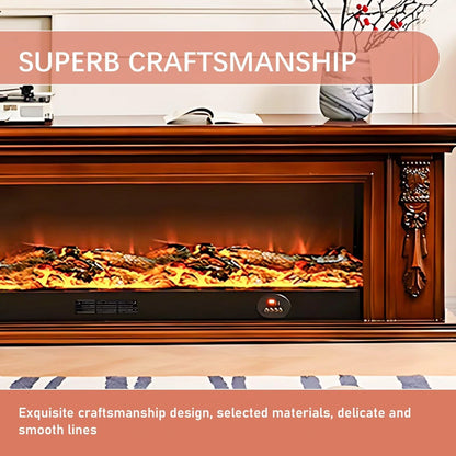 Aihm-Lon Brown Electric Fireplace Heater with Beautiful Inserts for Living Room 59.05“