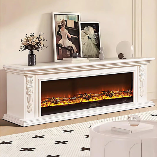 Aihm-Lon White Electric Fireplace Heater with Beautiful Inserts for Living Room 59.05"