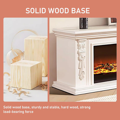 Aihm-Lon White Electric Fireplace Heater with Beautiful Inserts for Living Room 59.05"