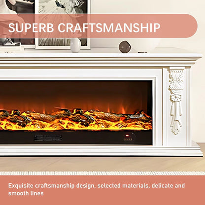 Aihm-Lon White Electric Fireplace Heater with Beautiful Inserts for Living Room 59.05"