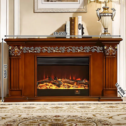 Aihm-Lon Electric Fireplace Heater with Mantel and French Retro Lines  59.05"