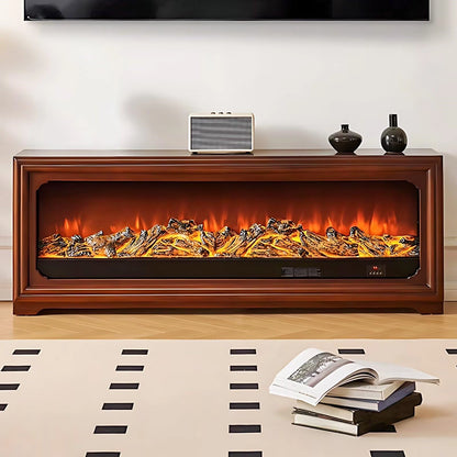 Aihm-Lon Brown Electric Fireplace Heater with Mantel for Living Room 62.99"