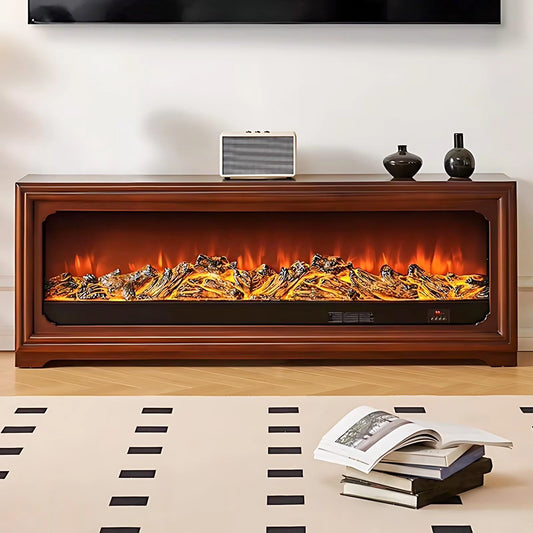 Aihm-Lon Brown Electric Fireplace Heater with Mantel for Living Room 62.99"