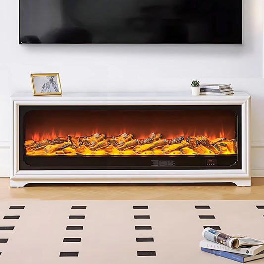 Aihm-Lon White Electric Fireplace Heater with Mantel for Living Room 62.99"