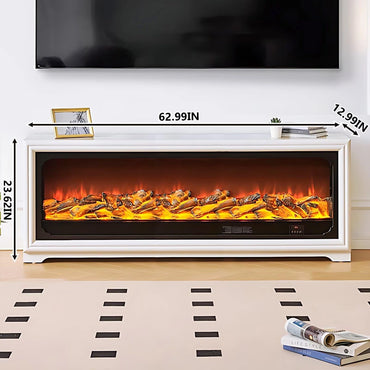 Aihm-Lon White Electric Fireplace Heater with Mantel for Living Room 62.99"