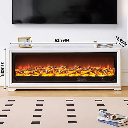 Aihm-Lon White Electric Fireplace Heater with Mantel for Living Room 62.99"