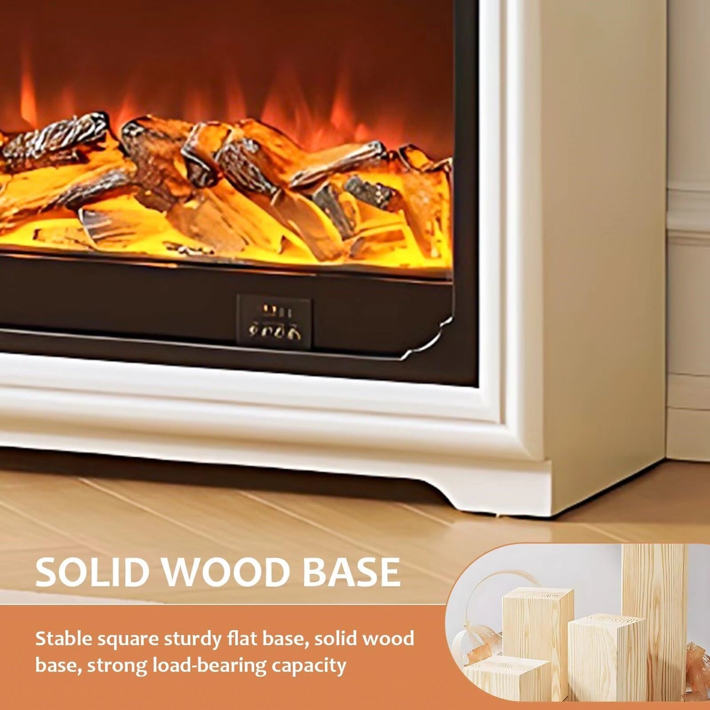 Aihm-Lon White Electric Fireplace Heater with Mantel for Living Room 62.99"