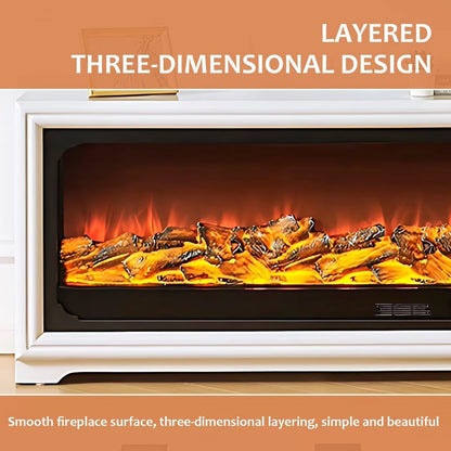 Aihm-Lon White Electric Fireplace Heater with Mantel for Living Room 62.99"