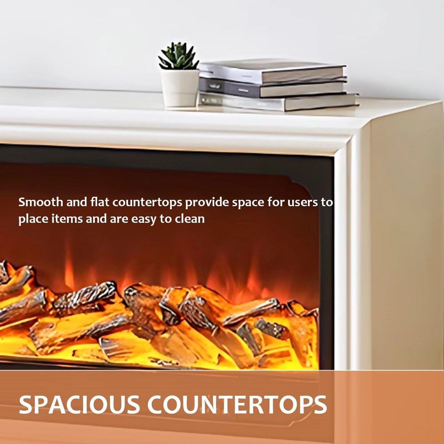 Aihm-Lon White Electric Fireplace Heater with Mantel for Living Room 62.99"