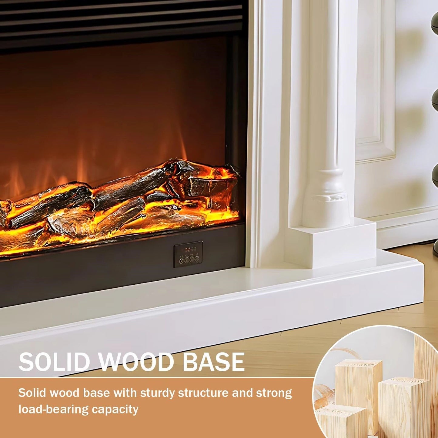 Aihm-Lon Modern White Electric Fireplace Heater with Realistic Flame 59.05"