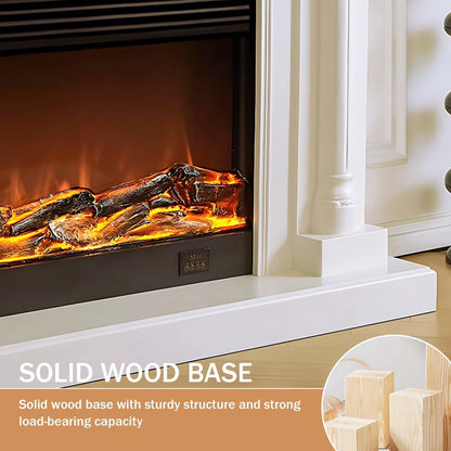 Aihm-Lon Modern White Electric Fireplace Heater with Realistic Flame 59.05"