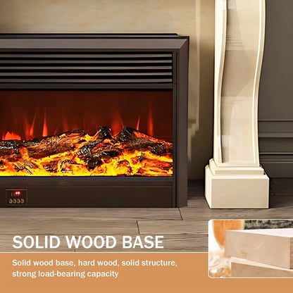 Aihm-Lon Beige Electric Fireplace Heater with Realistic Flame and Removable Mantel 62.99"