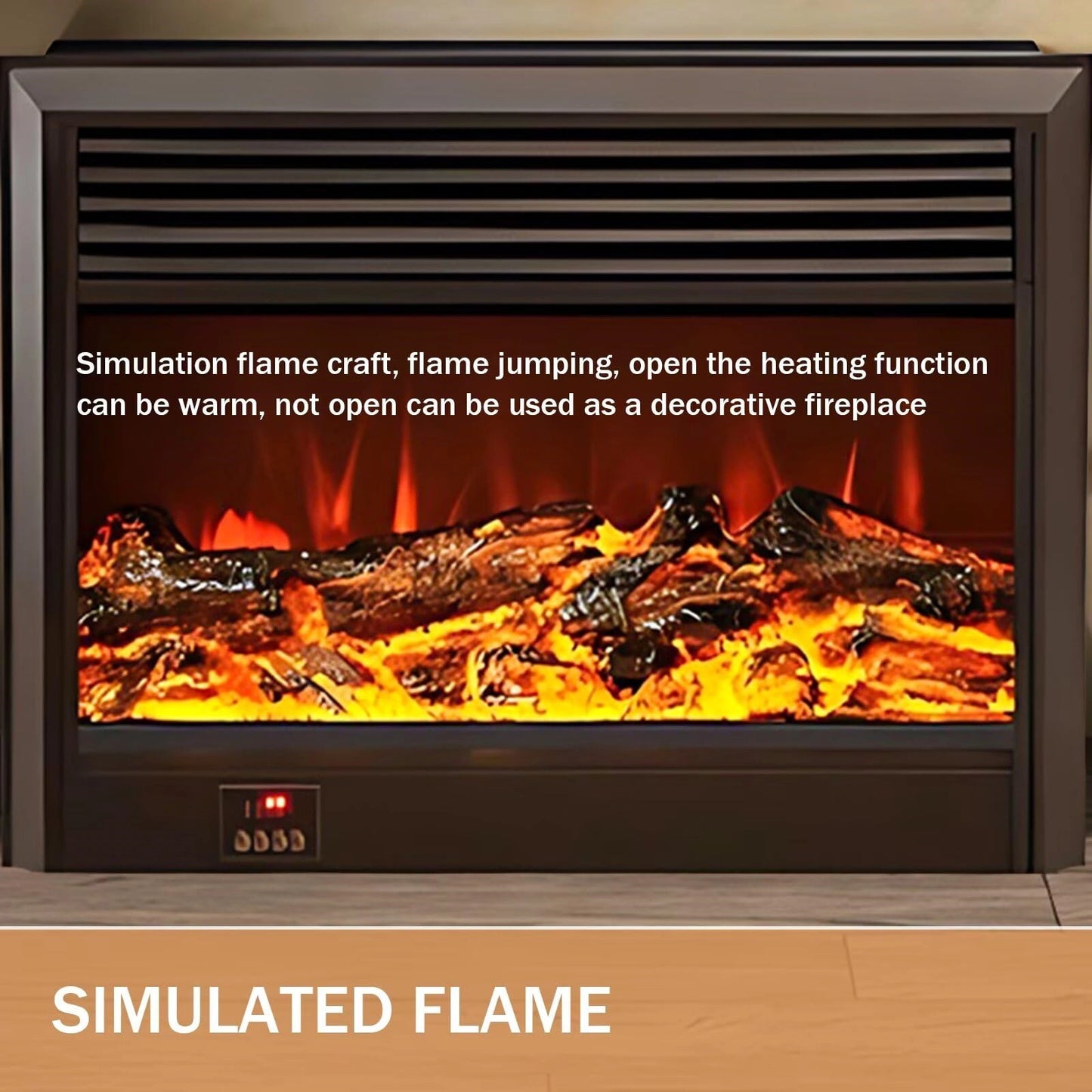 Aihm-Lon Beige Electric Fireplace Heater with Realistic Flame and Removable Mantel 62.99"