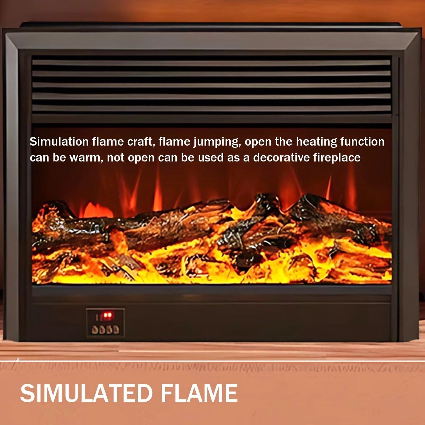 Aihm-Lon Brown Electric Fireplace Heater with Realistic Flame and Removable Mantel 62.99"