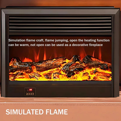 Aihm-Lon Brown Electric Fireplace Heater with Realistic Flame and Removable Mantel 62.99"