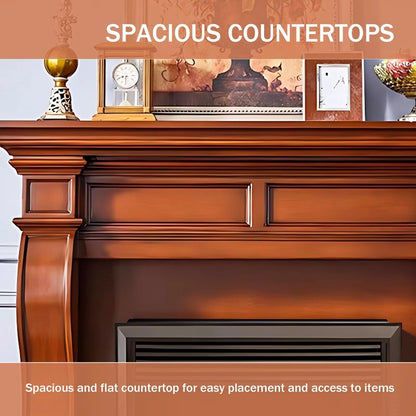 Aihm-Lon Brown Electric Fireplace Heater with Realistic Flame and Removable Mantel 62.99"